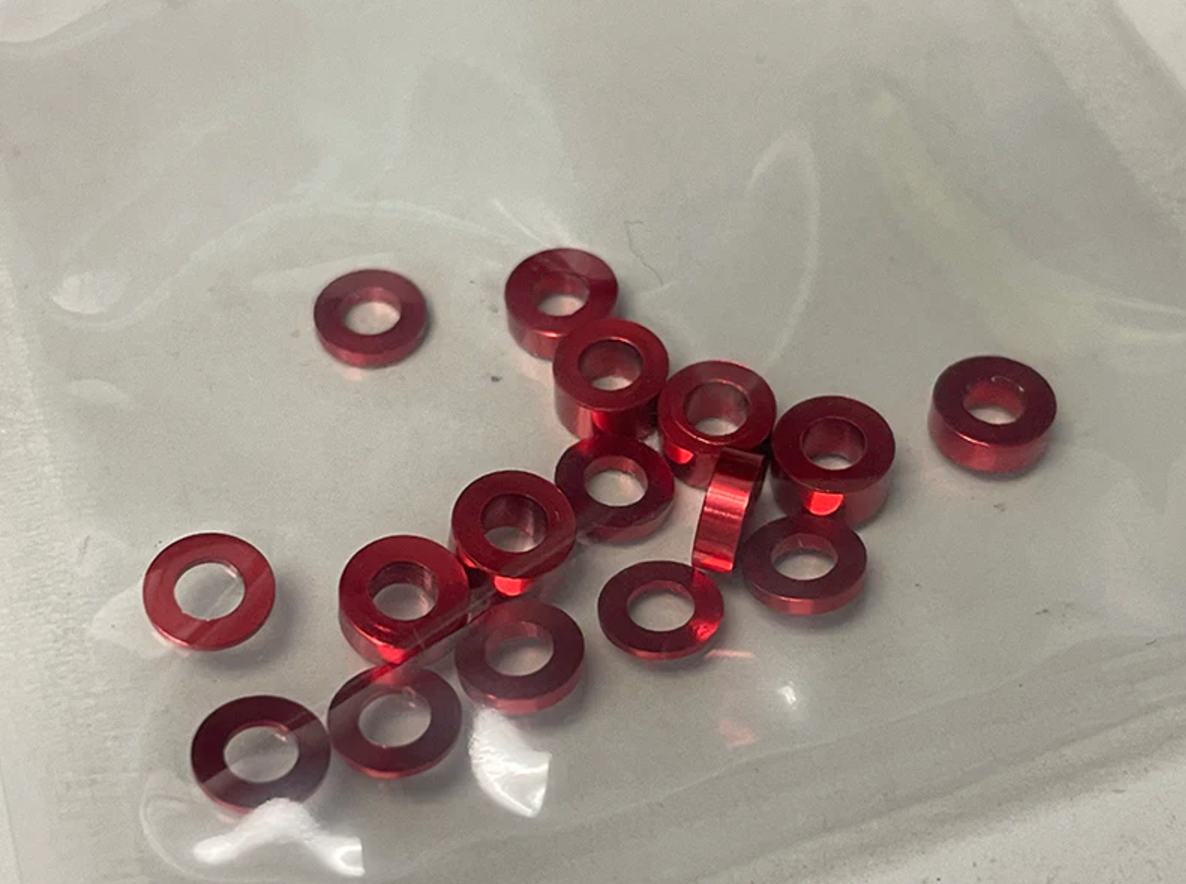 Scale Reflex VARIETY PACK: M3 Aluminum Spacer Shims (0.5mm - 1mm 2mm 3mm) 3x6 (16-Pack) RED