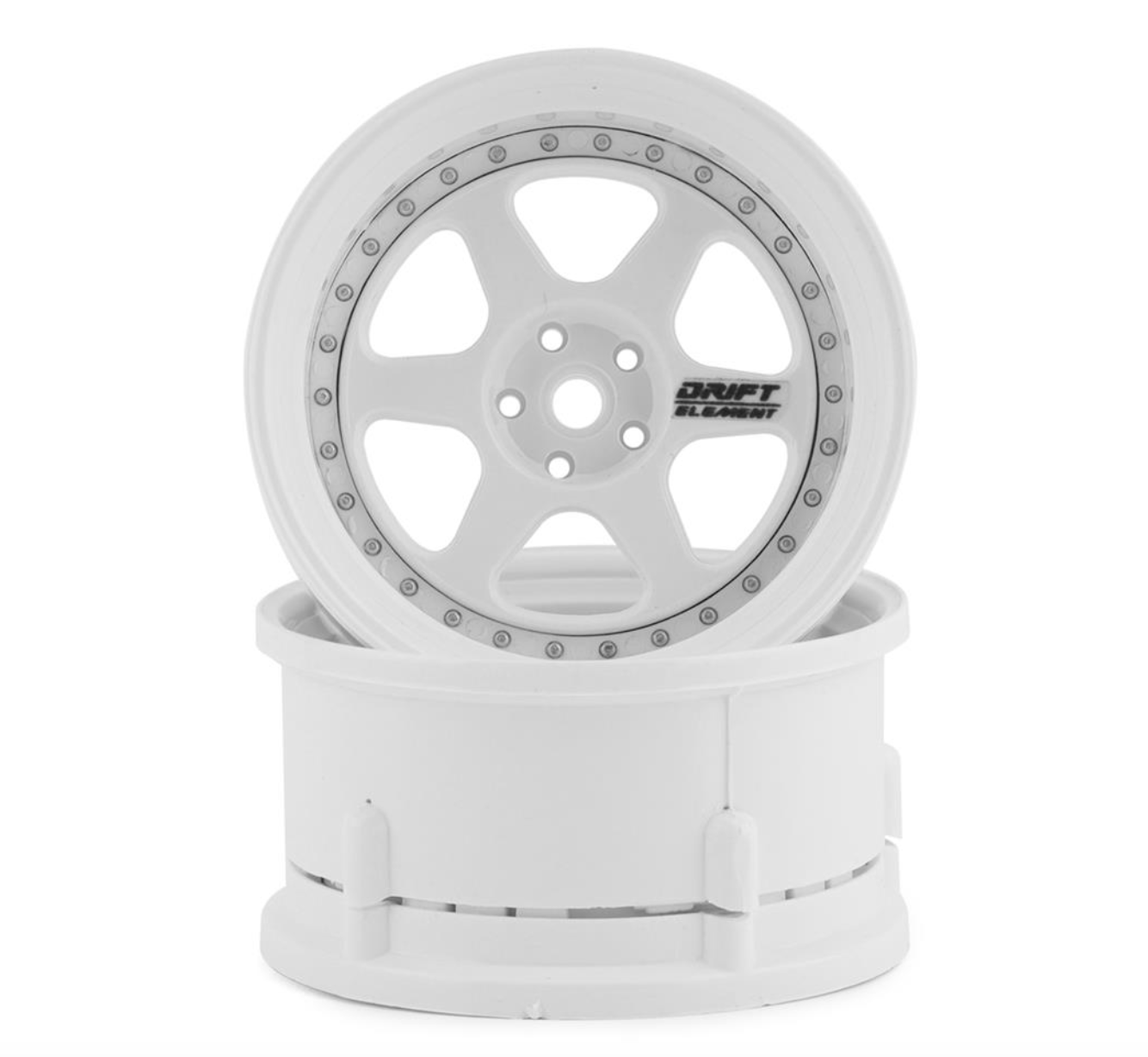 DS Racing Drift Element 6 Spoke Drift Wheels (Triple White) (2) (Adjustable Offset) w/12mm Hex