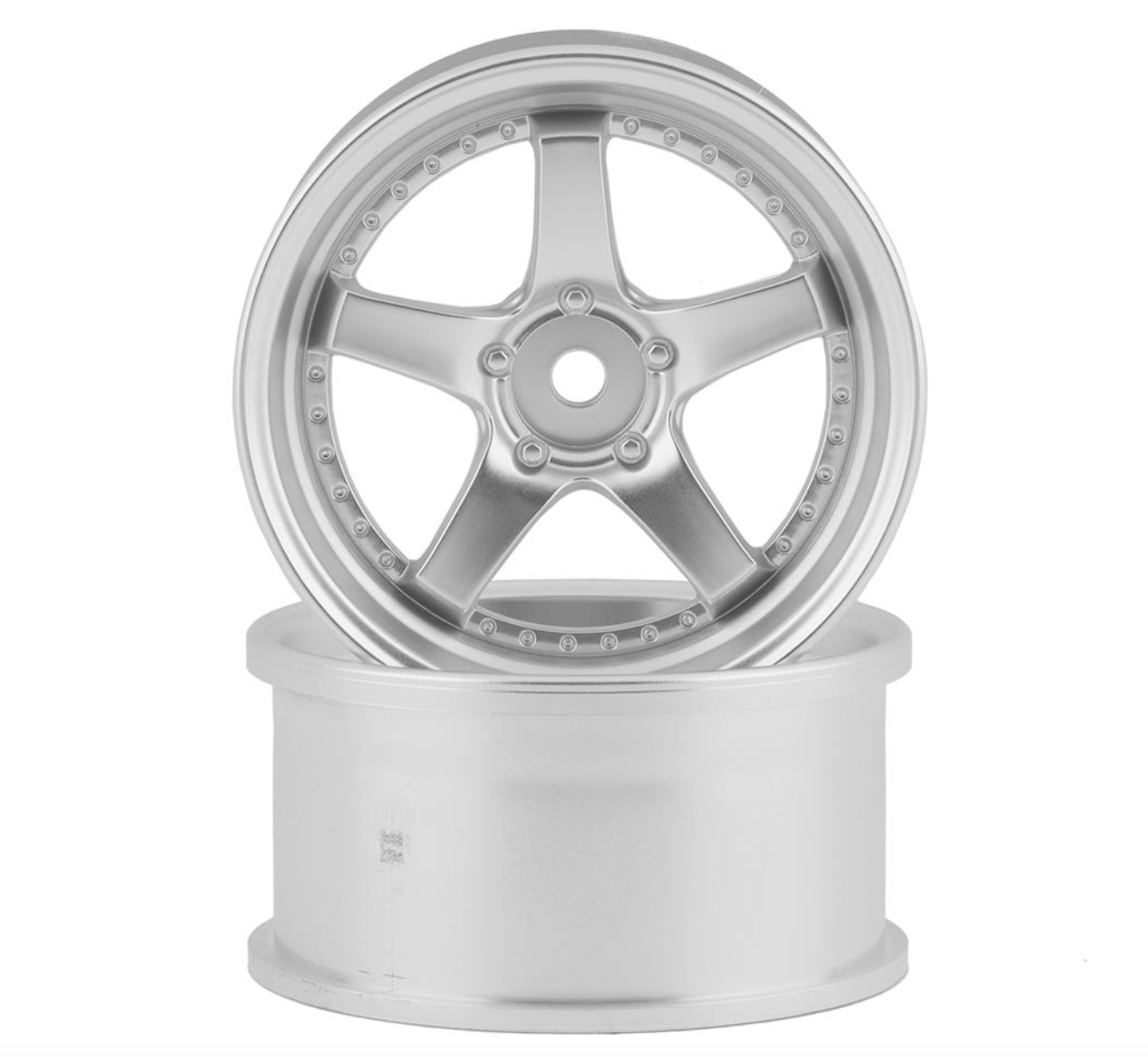 RC Art SSR Professor SP4 5-Spoke Drift Wheels (Matte Silver) (2) (8mm Offset) w/12mm Hex