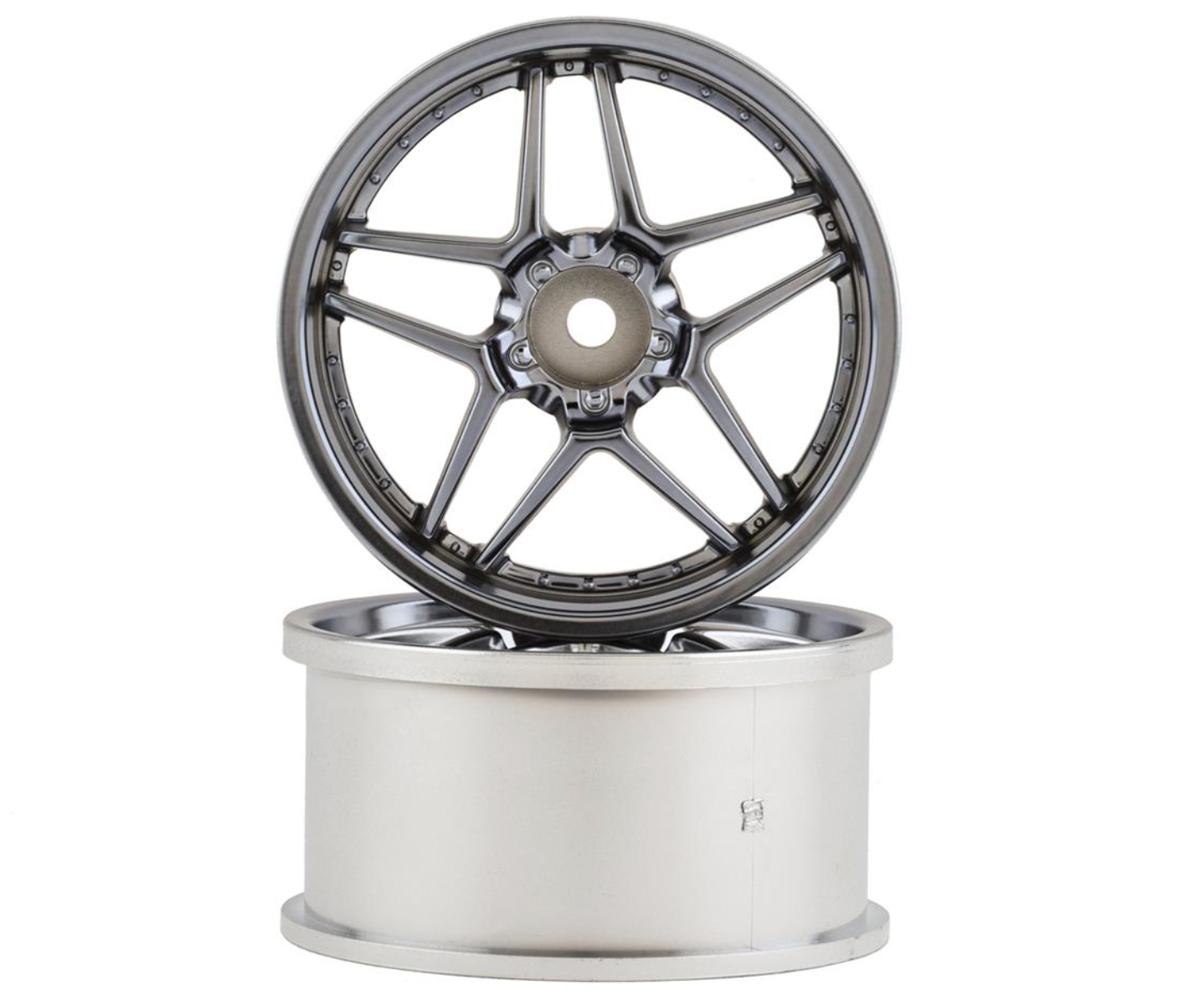 Topline Blitz BRW03 5-Split Spoke Drift Wheels (Black Chrome) (2) (8mm Offset) w/12mm Hex