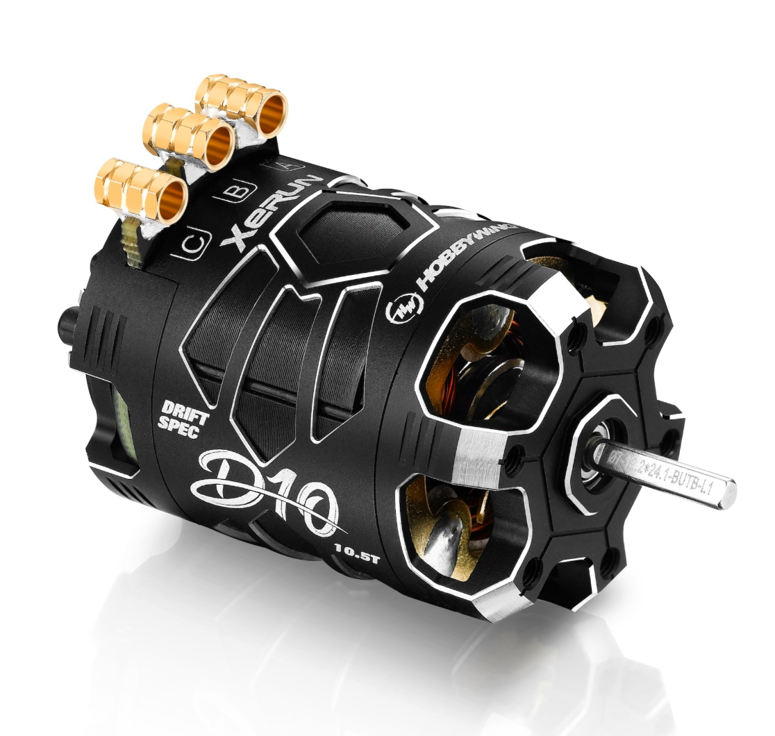 Hobbywing Xerun D10 Brushless Drift Motor - 10.5T, 4600kv, Stealth Edition (Black)