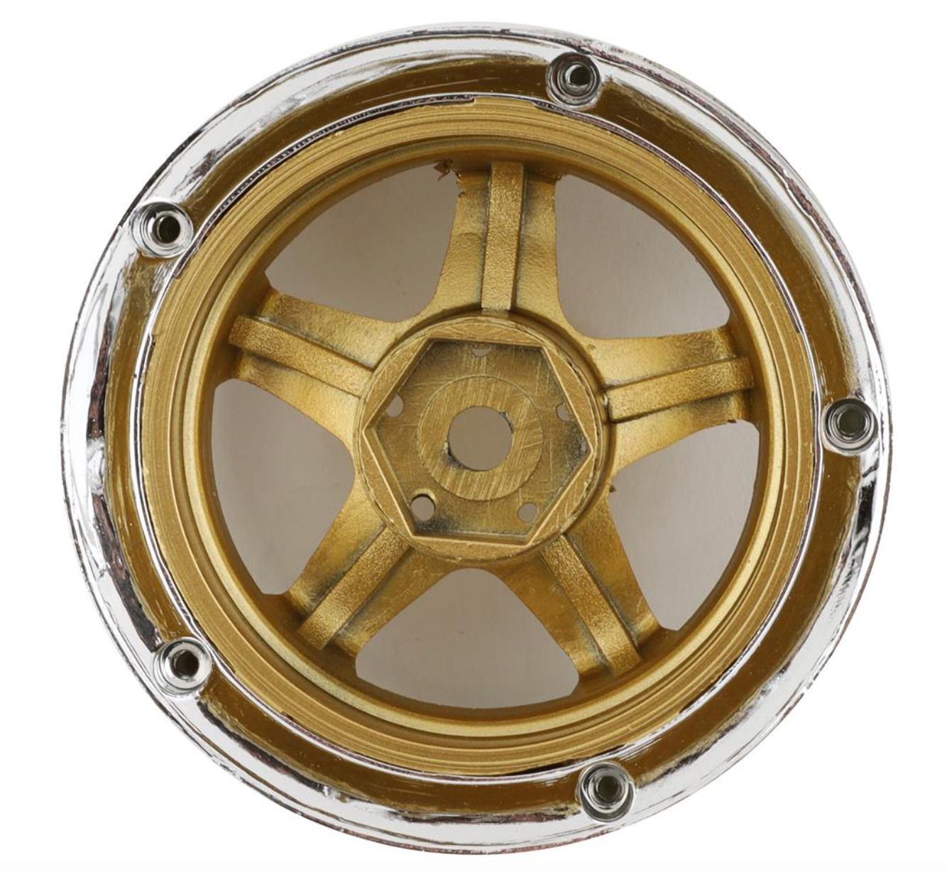 DS Racing Drift Element 5 Spoke Drift Wheels (Gold & Chrome w/Gold Rivets) (2) (Adjustable Offset) w/12mm Hex