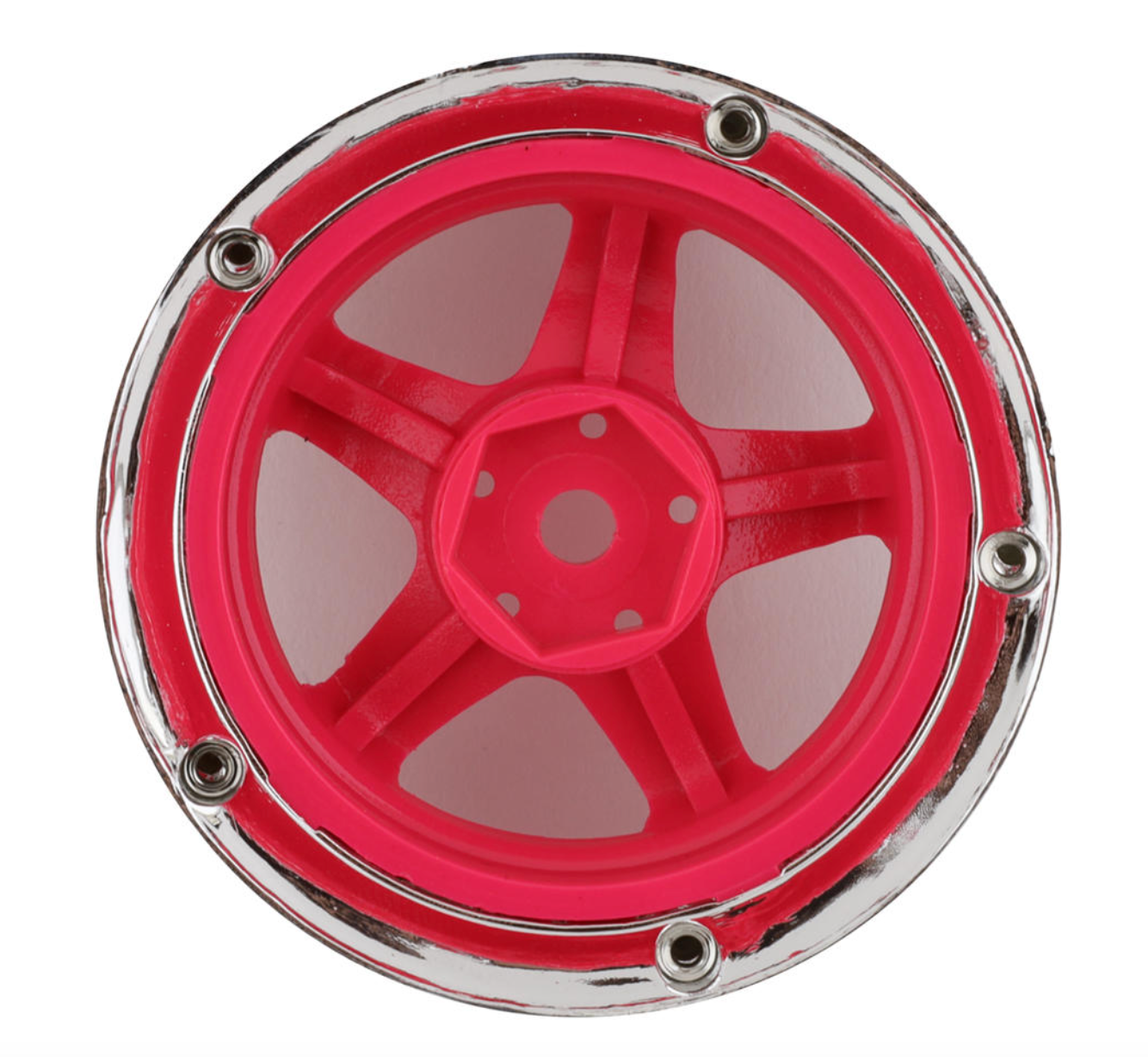 DS Racing Drift Element 5 Spoke Drift Wheel (Pink Face/Chrome Lip/Chrome Rivets) (Adjustable Offset) w/12mm Hex