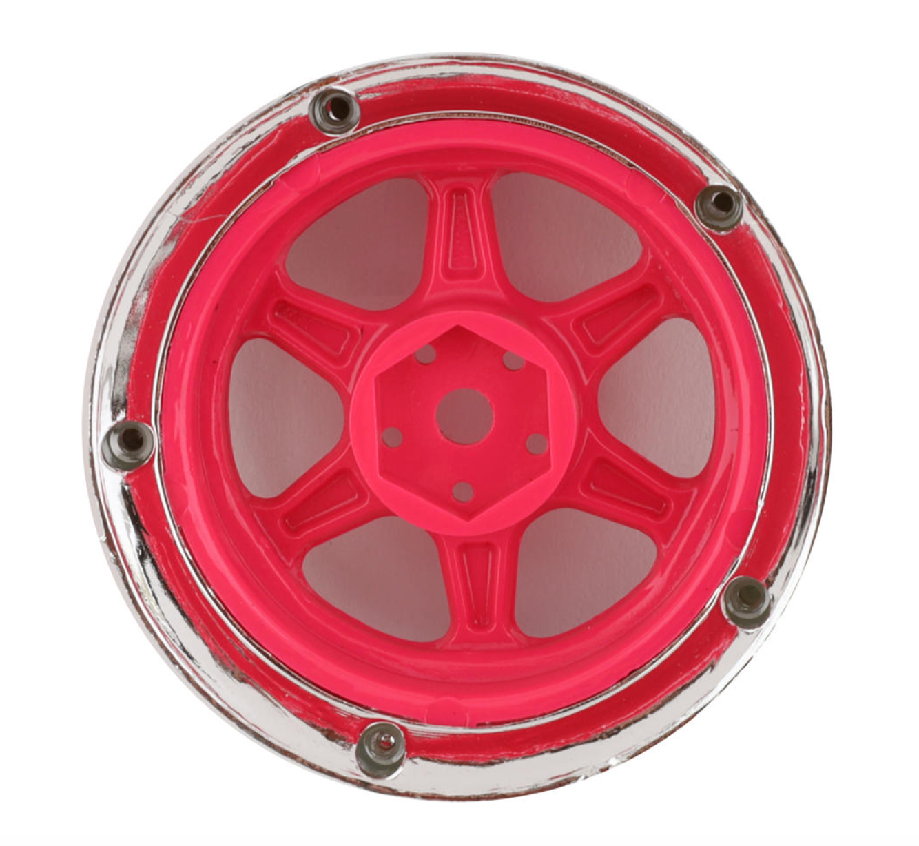DS Racing Drift Element 6 Spoke Drift Wheel (Pink Face/Chrome Lip/Chrome Rivets) (Adjustable Offset) w/12mm Hex