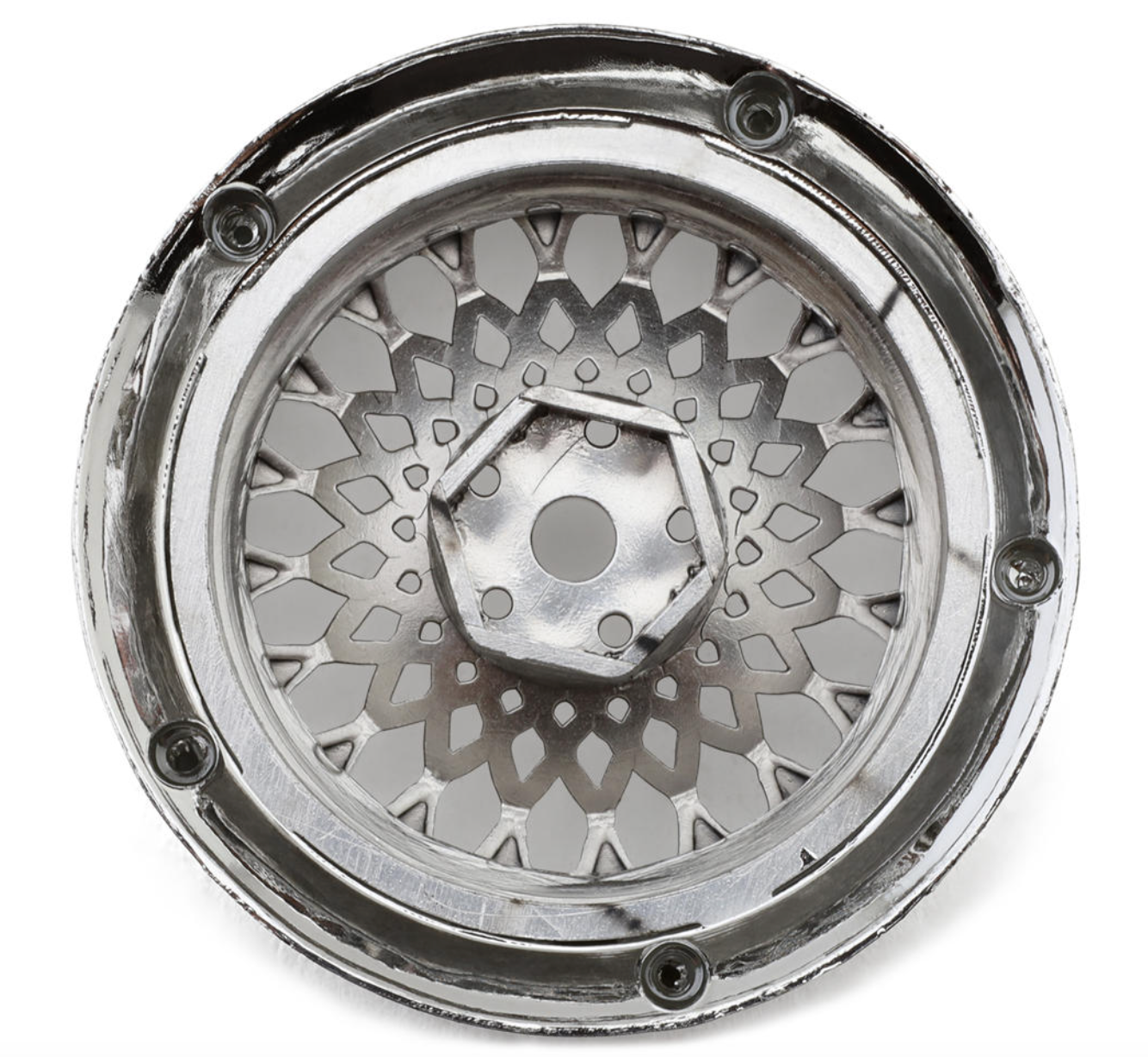 DS Racing Element Mesh Drift Wheels (Tri Chrome) (Adjustable Offset) (2) w/12mm Hex