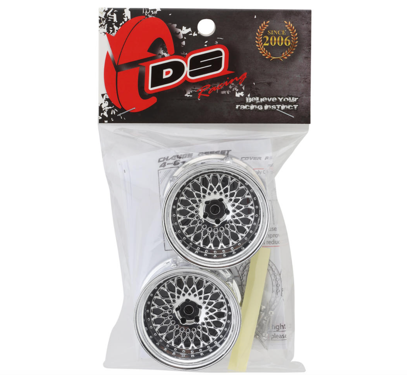 DS Racing Element Mesh Drift Wheels (Tri Chrome) (Adjustable Offset) (2) w/12mm Hex