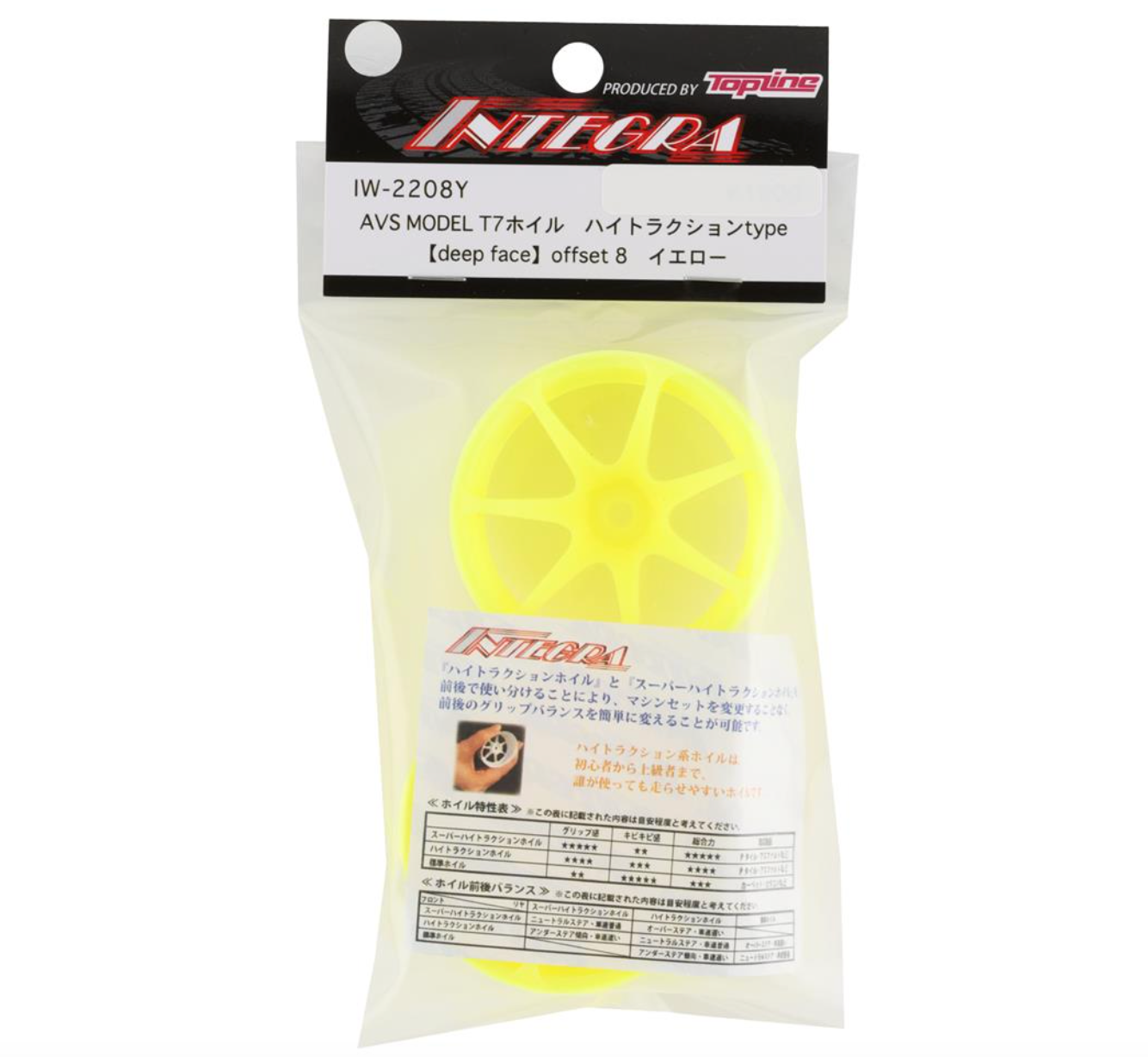 Integra AVS Model T7 High Traction Drift Wheel (Yellow) (2) (8mm Offset) w/12mm Hex
