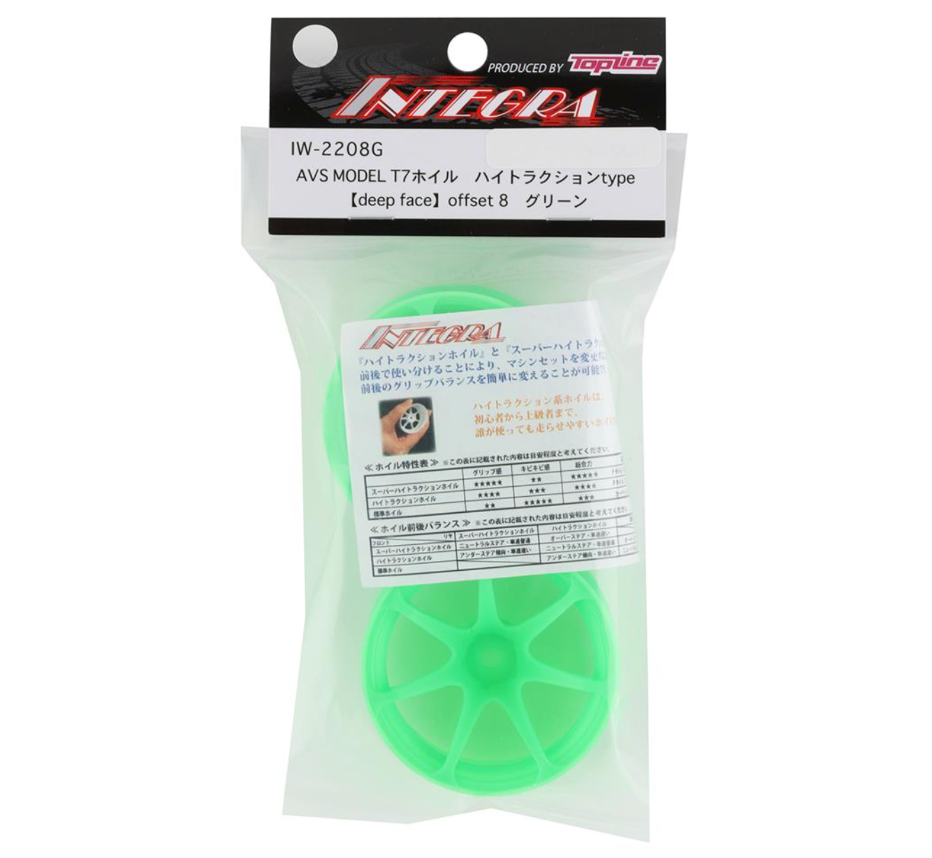 Integra AVS Model T7 High Traction Drift Wheel (Green) (2) (8mm Offset) w/12mm Hex