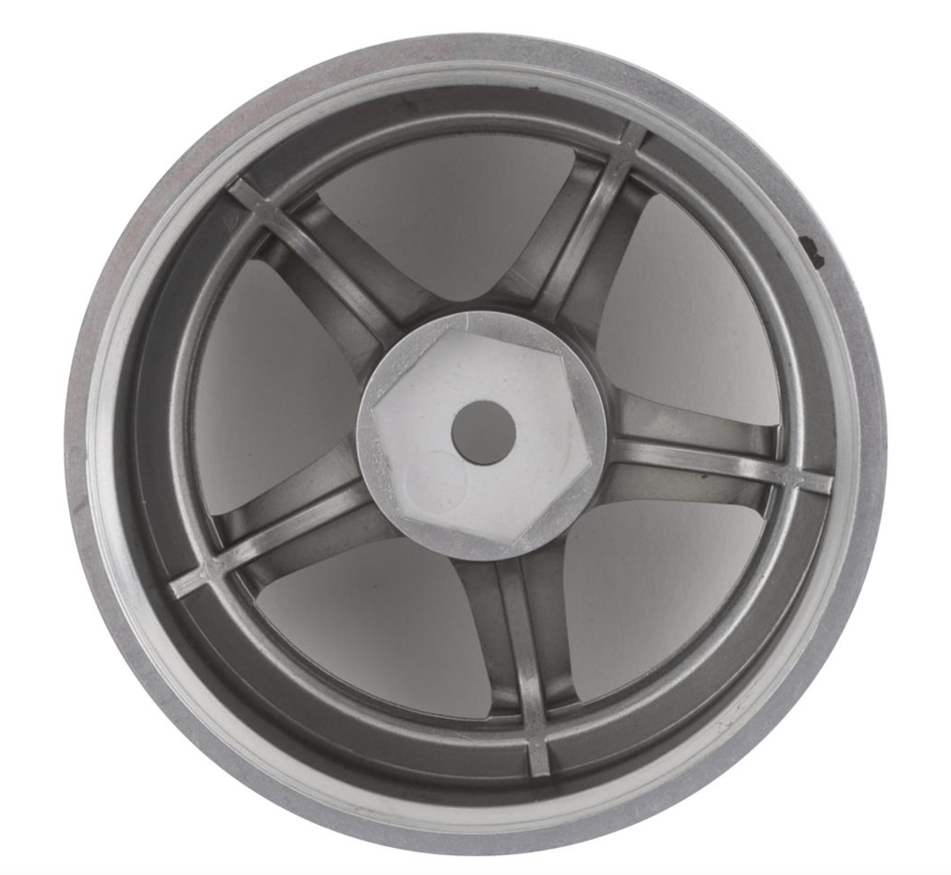 RC Art SSR Professor SP4 5-Spoke Drift Wheels (Matte Silver) (2) (8mm Offset) w/12mm Hex