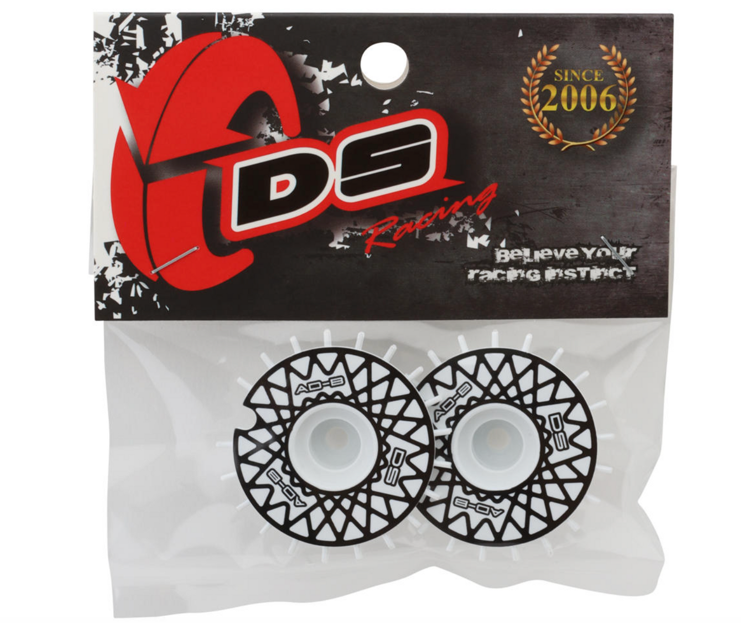 DS Racing Flat Aero Drift Wheel Covers (White/Black Mesh) (2) (Drift Element Wheels)