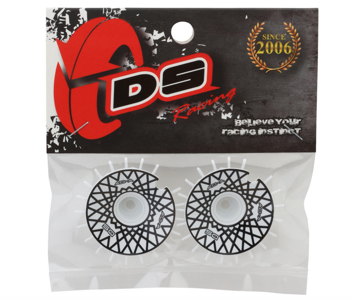 DS Racing Sloped Aero Drift Wheel Covers (White/Black Mesh) (2) (Drift Element Wheels)