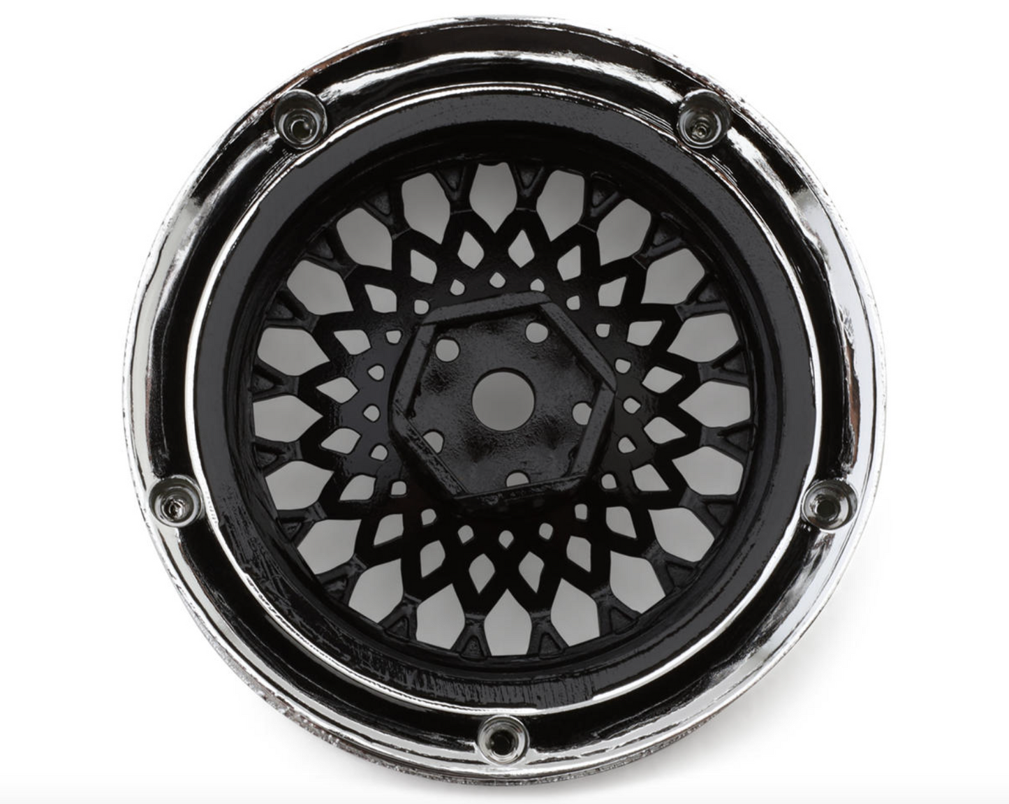 DS Racing Element Mesh Drift Wheels (Black w/Chrome Lip) (2) (Adjustable Offset) w/12mm Hex