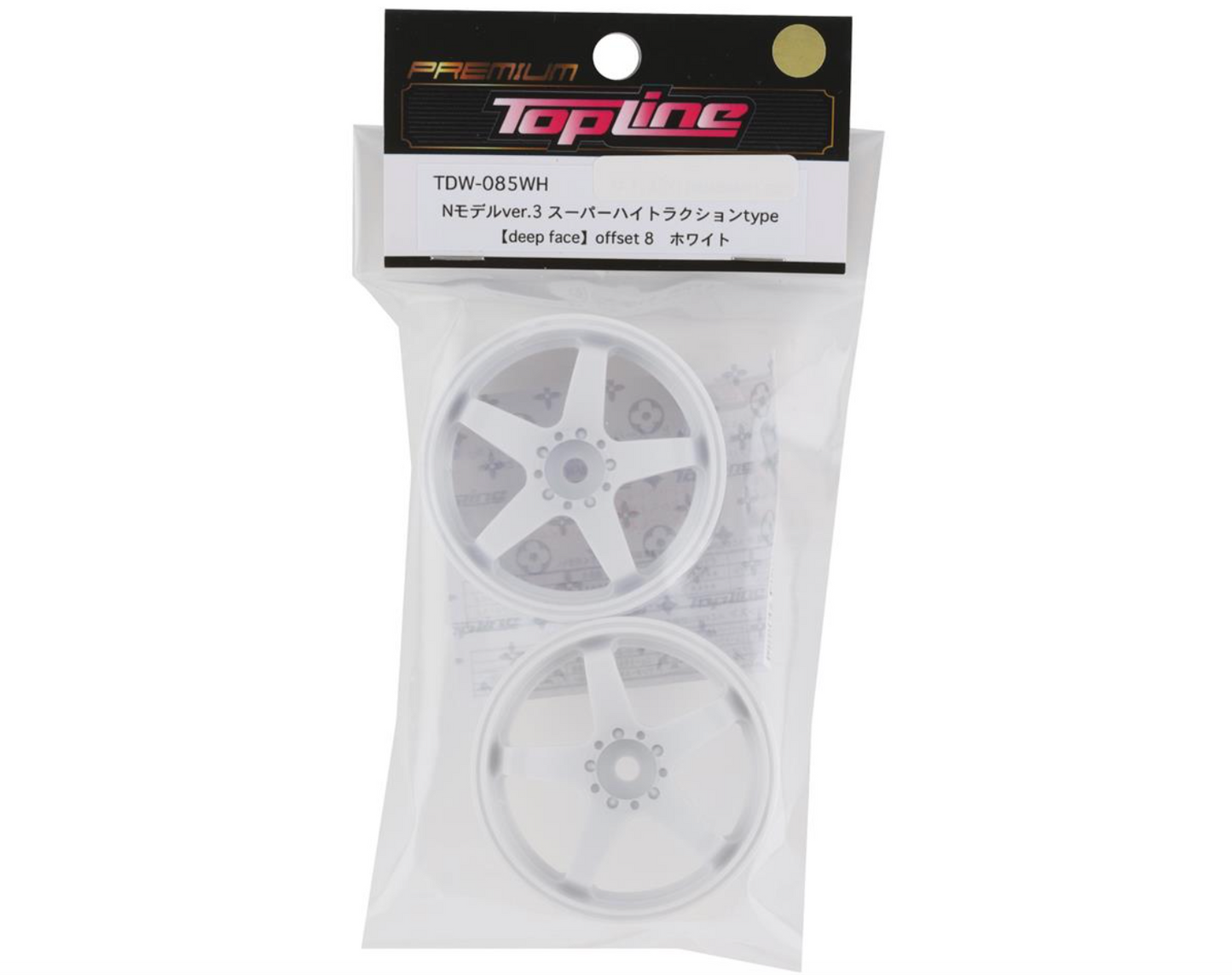Topline N Model V3 Super High Traction Drift Wheels (White) (2) (8mm Offset) w/12mm Hex