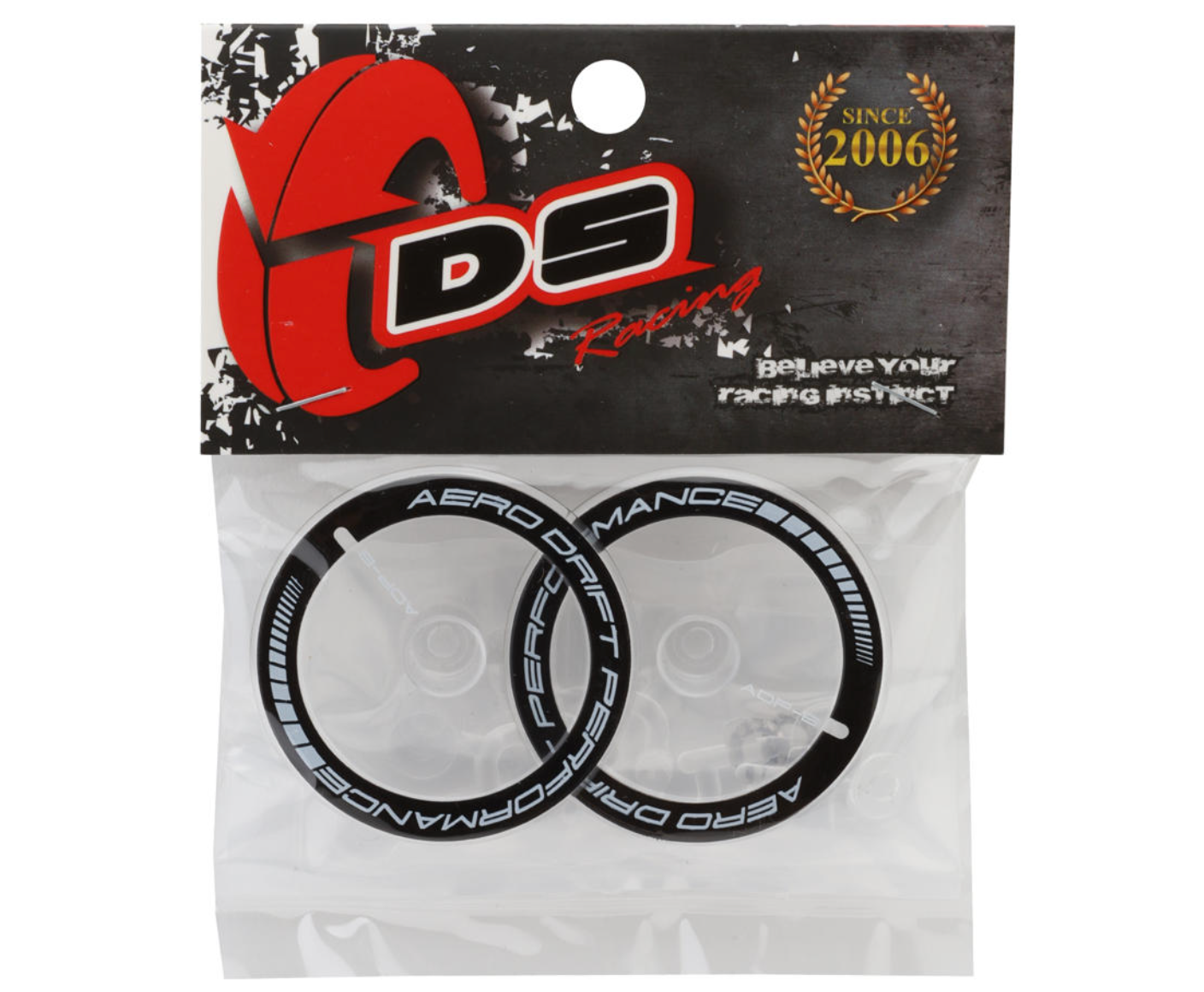 DS Racing Flat Aero Drift Wheel Covers (Clear/Black) (2) (Drift Element Wheels)