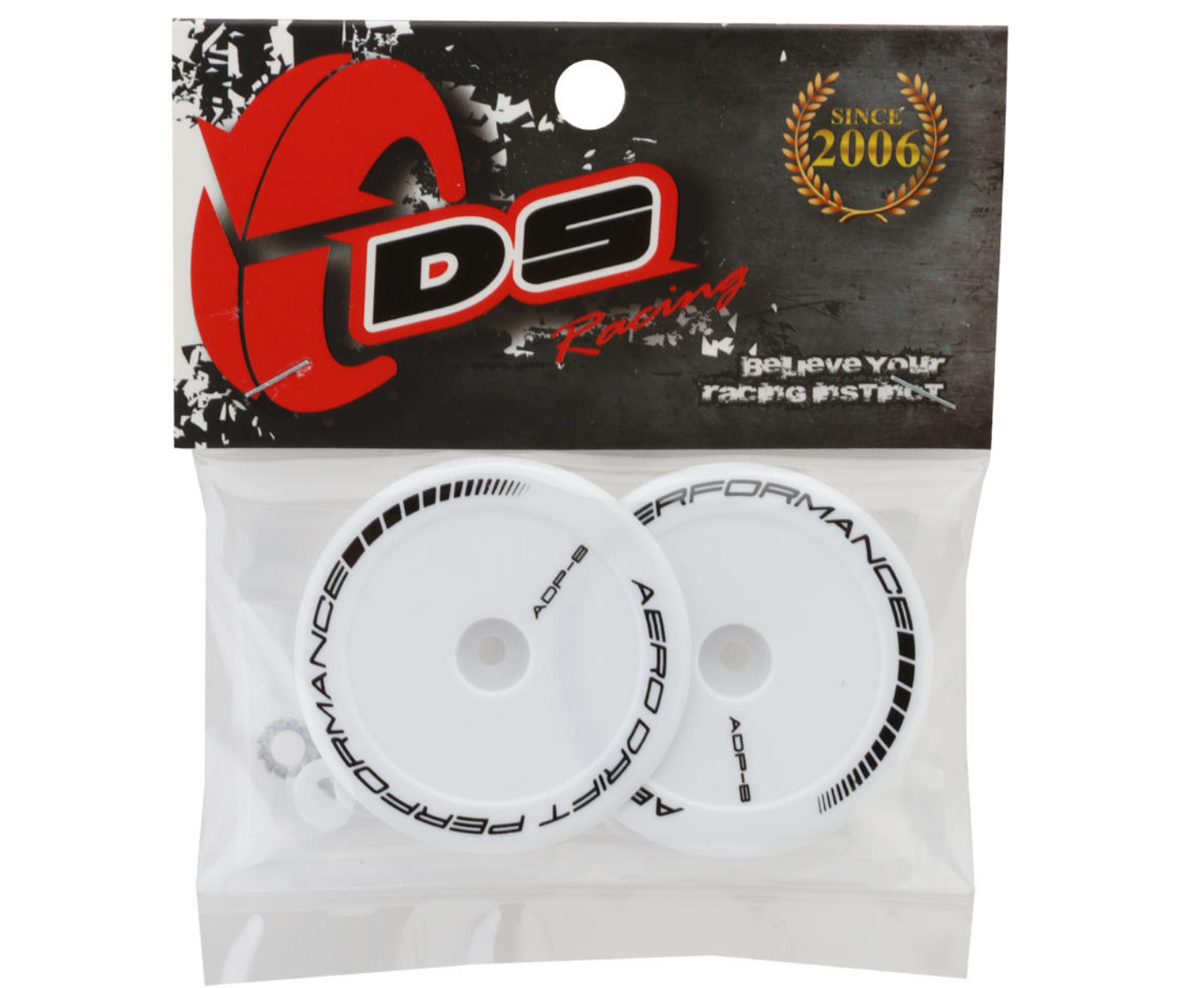 DS Racing Flat Aero Drift Wheel Covers (White) (2) (Drift Element Wheels)
