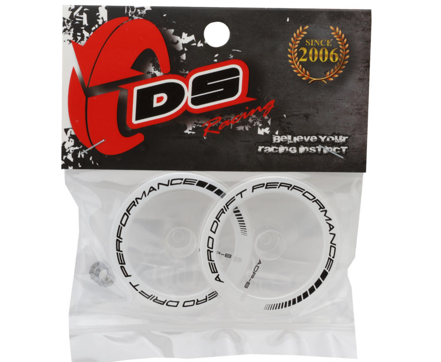 DS Racing Flat Aero Drift Wheel Covers (Clear/White) (2) (Drift Element Wheels)
