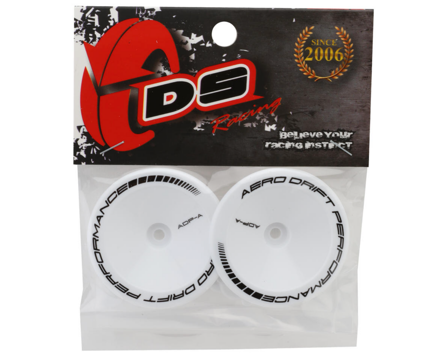 DS Racing Sloped Aero Drift Wheel Covers (White) (2) (Drift Element Wheels)