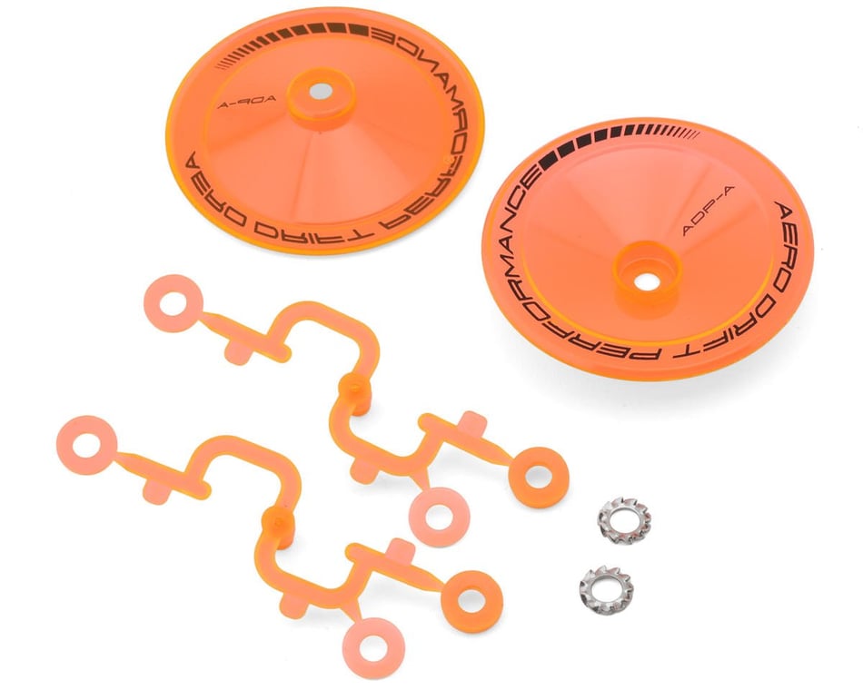 DS Racing Sloped Aero Drift Wheel Covers (Flu Orange) (2) (Drift Element Wheels)