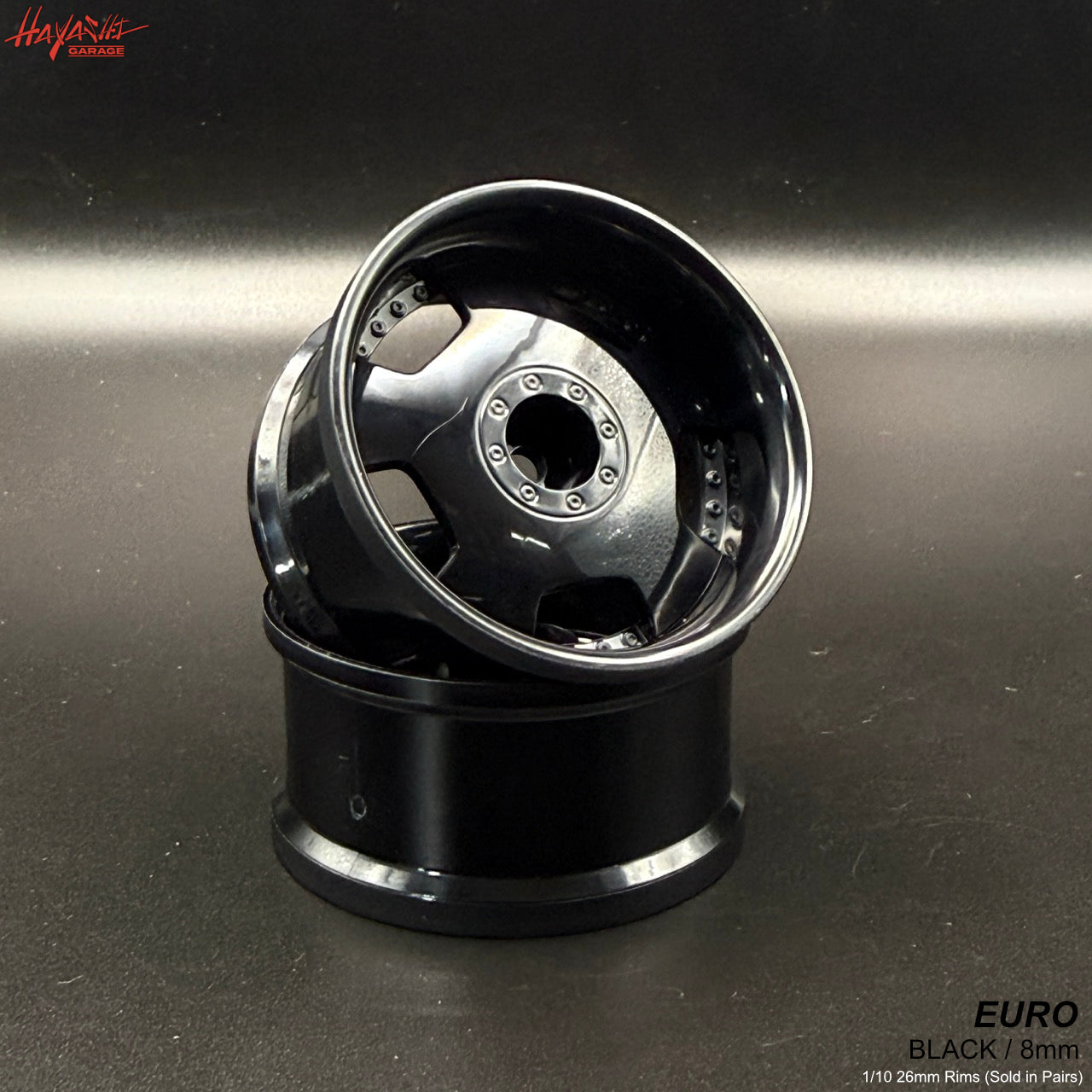 EURO (BIPPU) VIP Dish Style 1-10 Rims 8mm - Black [Hayashi Garage]