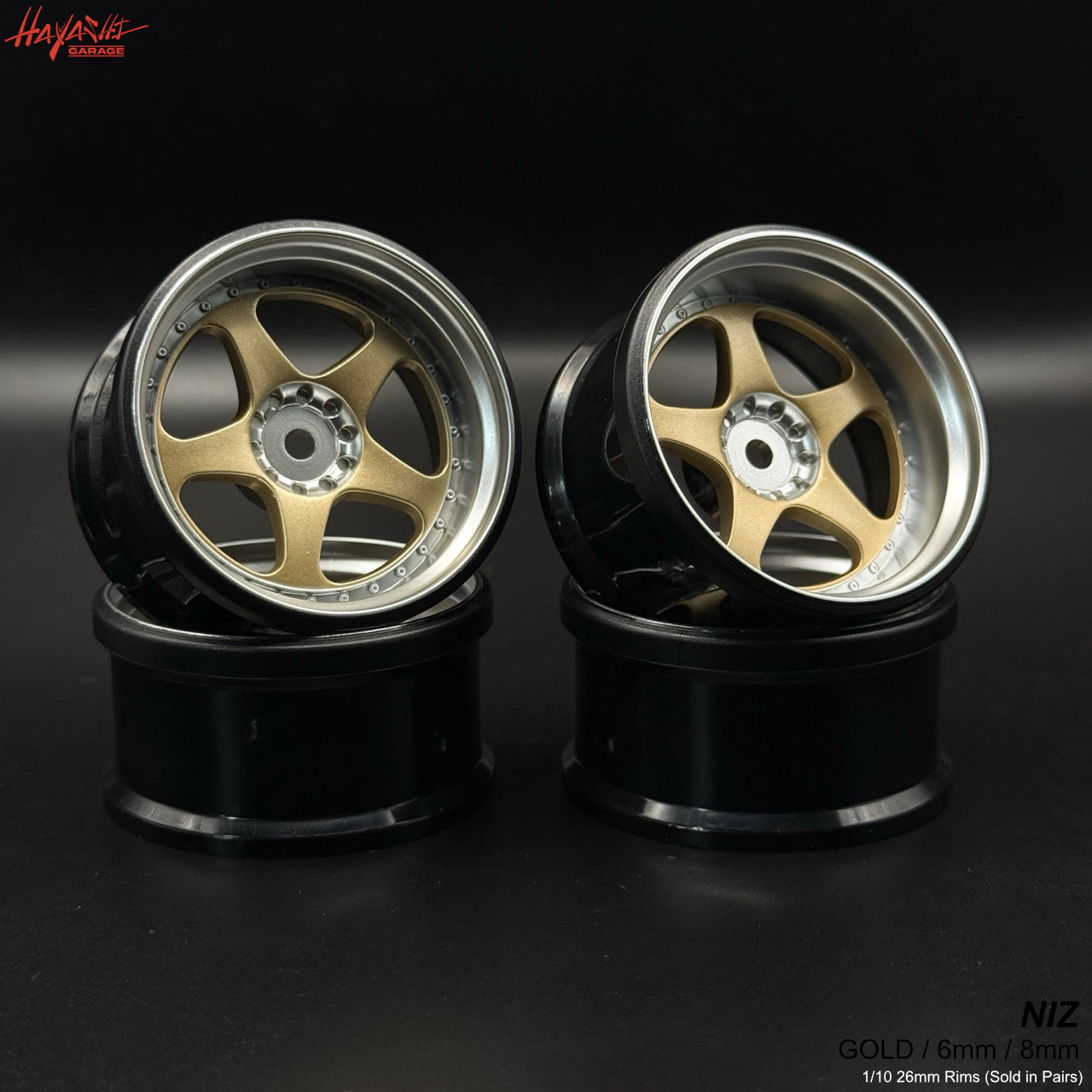 NIZ 5-Star Multipiece Style 1-10 Rims (6mm) Gold [Hayashi Garage]