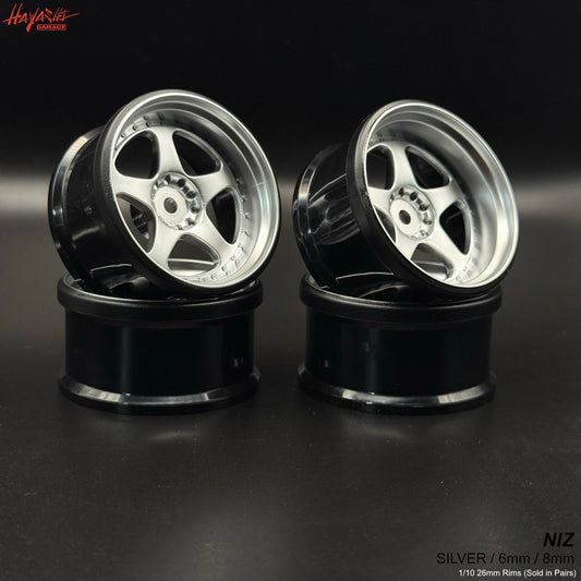 NIZ 5-Star Multipiece Style 1-10 Rims (8mm) Silver [Hayashi Garage]
