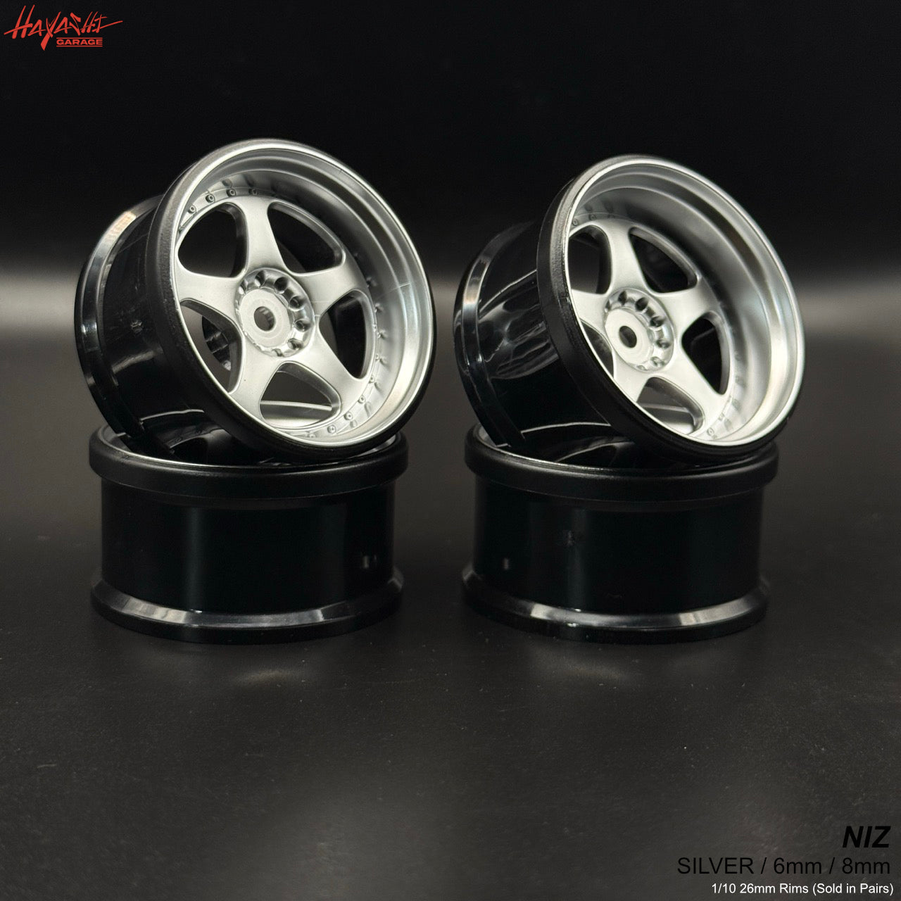 NIZ 5-Star Multipiece Style 1-10 Rims (6mm) Silver [Hayashi Garage]