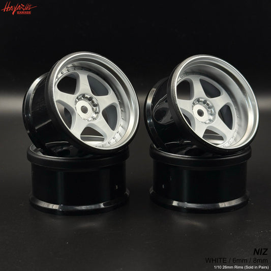 NIZ 5-Star Multipiece Style 1-10 Rims (6mm) White [Hayashi Garage]