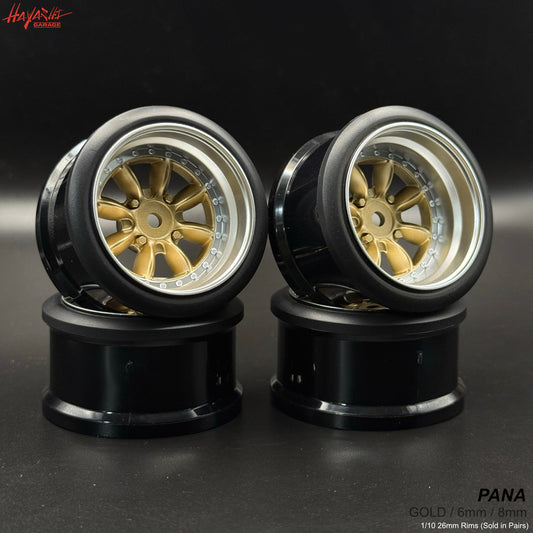 PANA 8-Spoke Style 1-10 Rims (6mm) Gold [Hayashi Garage]