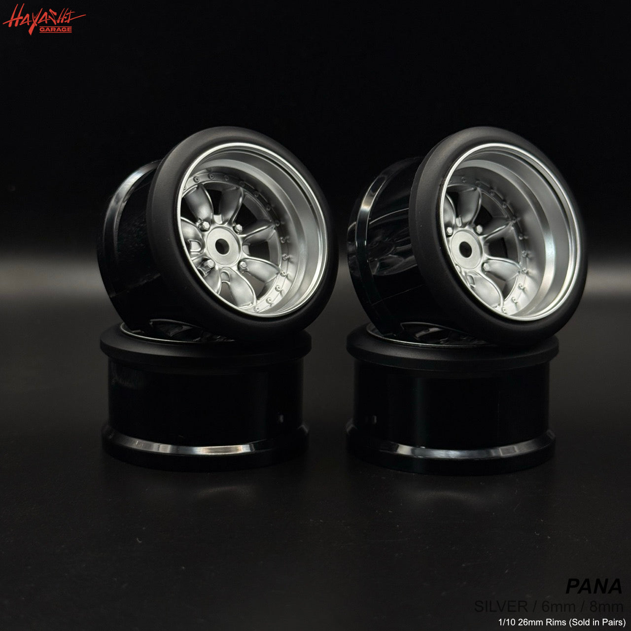 PANA 8-Spoke Style 1-10 Rims (6mm) Silver [Hayashi Garage]