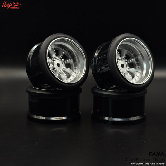 PANA 8-Spoke Style 1-10 Rims (6mm) Silver [Hayashi Garage]
