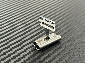 ETO-Works Standard stainless muffler, staggered dual left, 6mm straight tips, 15mm length