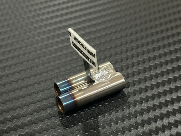 ETO-Works Standard stainless muffler, staggered dual left, 8mm burnt tips, 15mm length