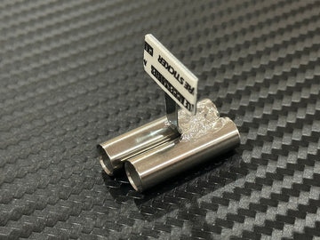 ETO-Works Standard stainless muffler, staggered dual right, 8mm straight tips, 15mm length