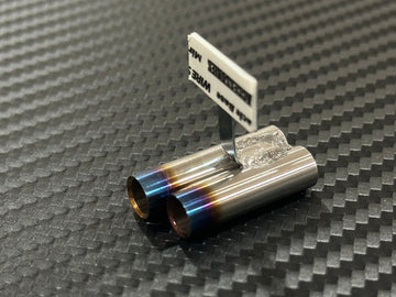 ETO-Works Standard stainless muffler, staggered dual right, 8mm burnt tips, 15mm length