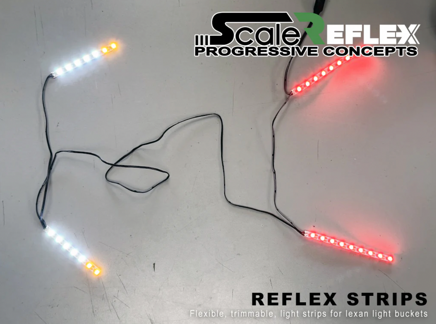 SCALE REFLEX STRIPS - LIGHTS for LEXAN LIGHT BUCKETS (flexible, cuttable, flush mount) ANGEL EYE HALO LED for 1-10 CAR [SCALE REFLEX] 700620