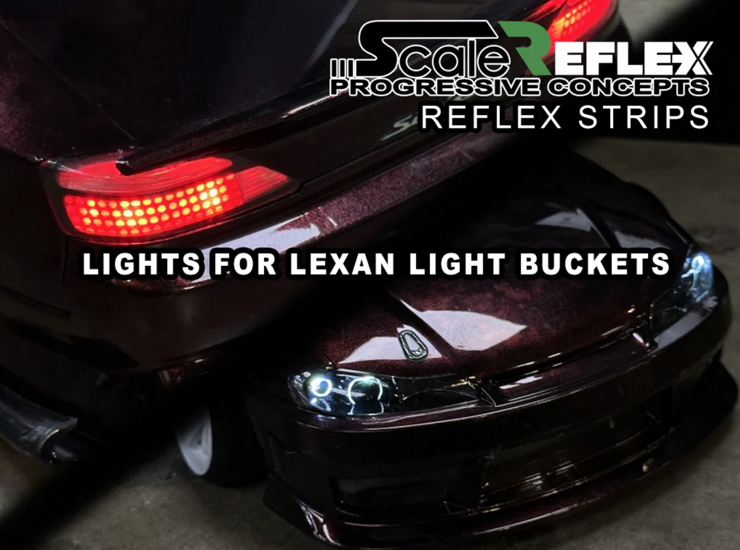 SCALE REFLEX STRIPS - LIGHTS for LEXAN LIGHT BUCKETS (flexible, cuttable, flush mount) ANGEL EYE HALO LED for 1-10 CAR [SCALE REFLEX] 700620