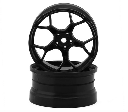 DS Racing Feathery Split Spoke Drift Wheels (Black) (2) (Super Soft) (8mm Offset) w/12mm Hex