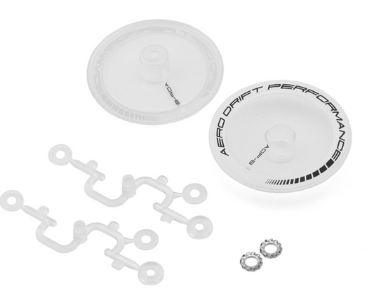 DS Racing Flat Aero Drift Wheel Covers (Clear/White) (2) (Drift Element Wheels)