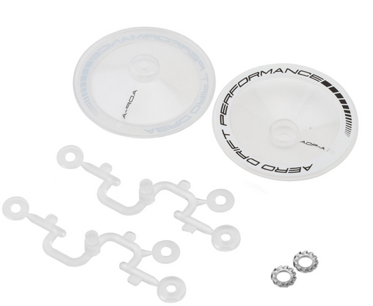 DS Racing Sloped Aero Drift Wheel Covers (Clear/White) (2) (Drift Element Wheels)