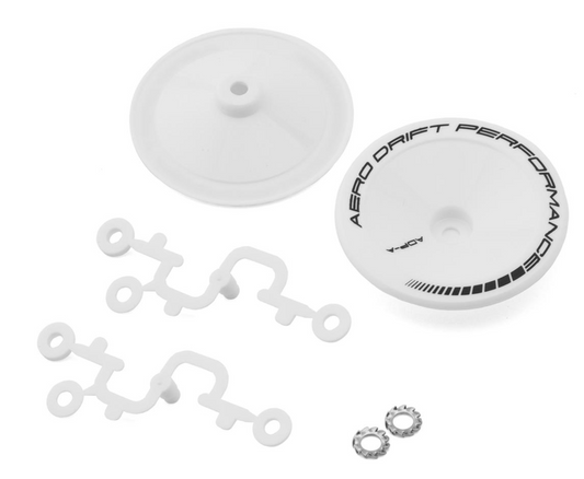 DS Racing Sloped Aero Drift Wheel Covers (White) (2) (Drift Element Wheels)