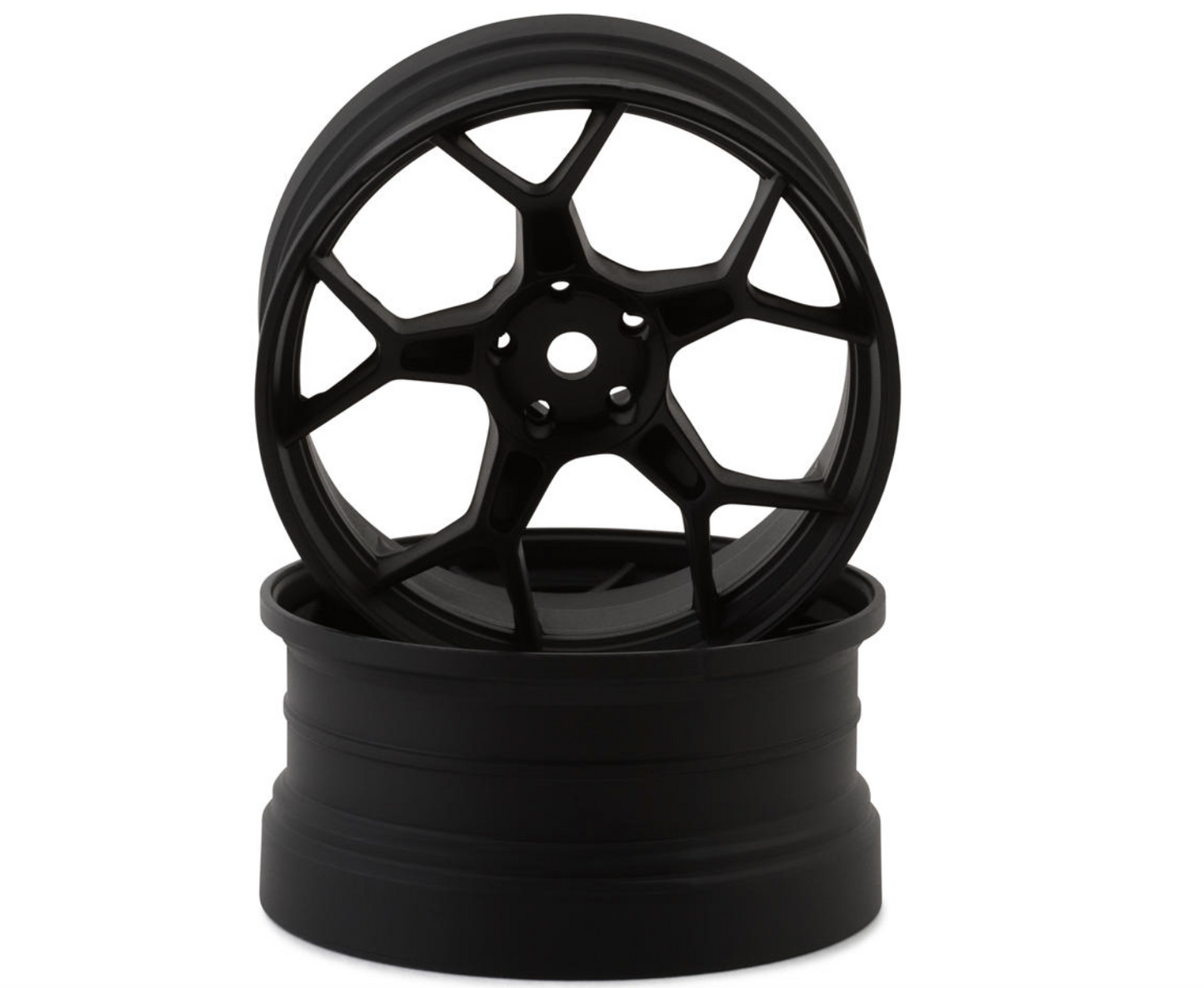DS Racing Feathery Split Spoke Drift Wheels (Matte Black) (2) (8mm Offset) w/12mm Hex