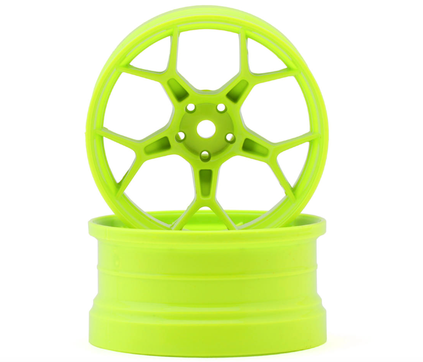 DS Racing Feathery Split Spoke Drift Wheels (Flu Lime) (2) (8mm Offset) w/12mm Hex