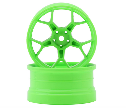 DS Racing Feathery Split Spoke Drift Wheels (Flu Green) (2) (8mm Offset) w/12mm Hex