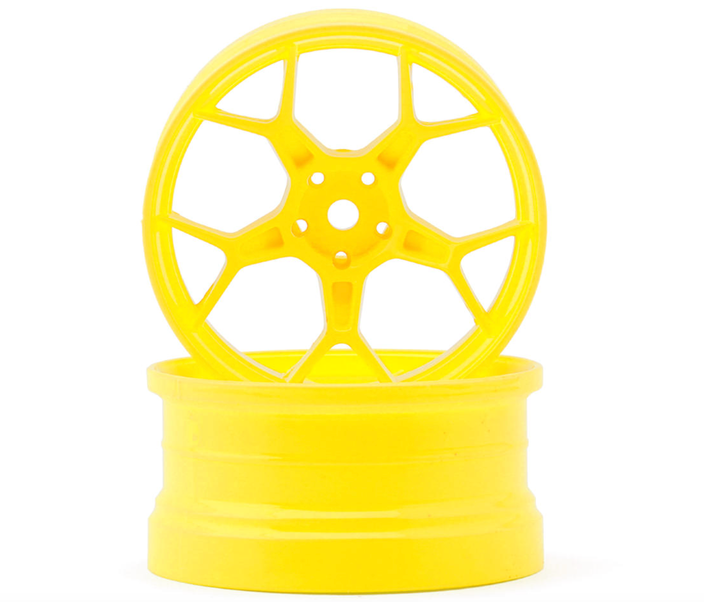 DS Racing Feathery Split Spoke Drift Wheels (Flu Yellow) (2) (8mm Offset) w/12mm Hex