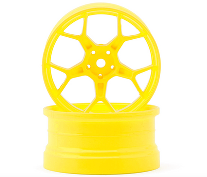 DS Racing Feathery Split Spoke Drift Wheels (Flu Yellow) (2) (8mm Offset) w/12mm Hex