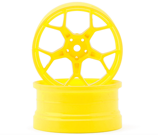 DS Racing Feathery Split Spoke Drift Wheels (Flu Yellow) (2) (8mm Offset) w/12mm Hex