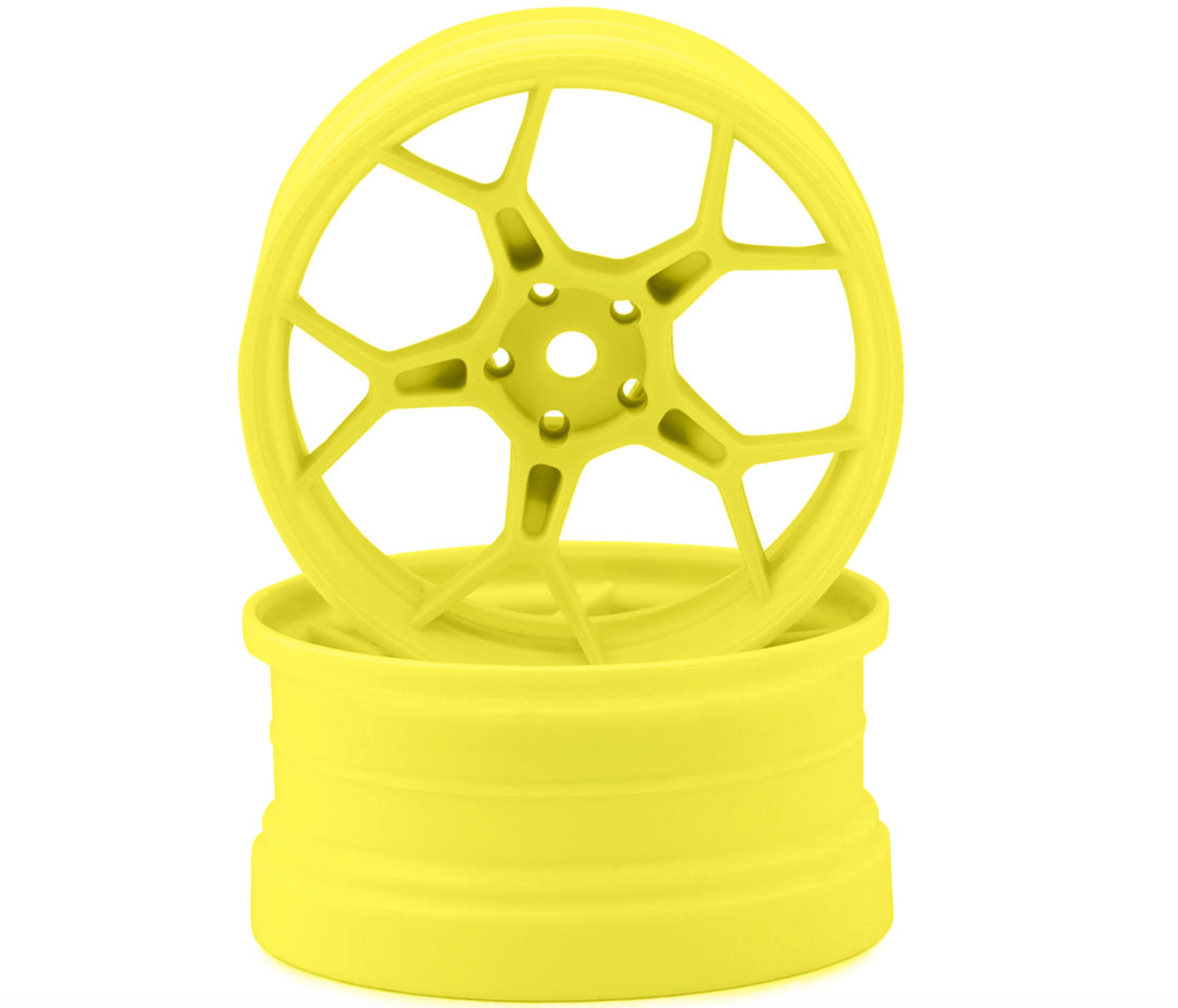 DS Racing Feathery Split Spoke Drift Wheels (Flu Yellow) (2) (6mm Offset) w/12mm Hex