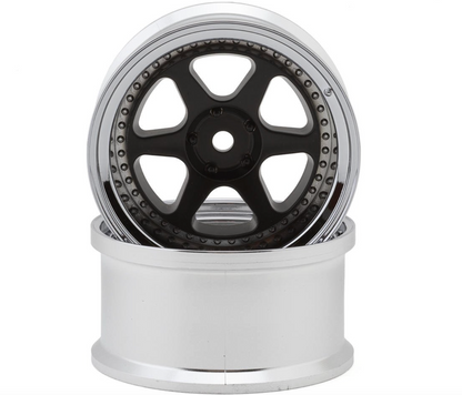 LAB Meister L1 1/10 Drift Wheels (Matte Carbon/Chrome) (2) (6mm Offset) w/12mm Hex