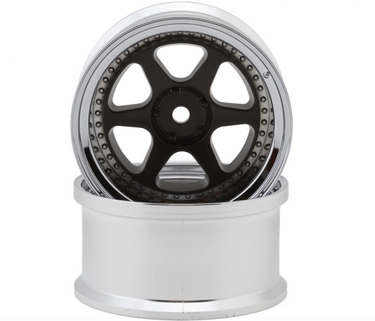 LAB Meister L1 1/10 Drift Wheels (Matte Carbon/Chrome) (2) (6mm Offset) w/12mm Hex