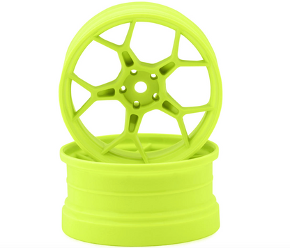 DS Racing Feathery Split Spoke Drift Wheels (Flu Lime) (2) (6mm Offset) w/12mm Hex